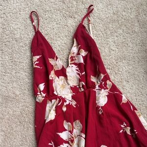 Red Floral Strappy Sleeveless Maxi Dress V-Neck Long Summer Casual
